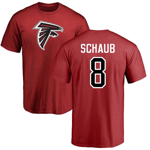 Atlanta Falcons Men Red Matt Schaub Name And Number Logo NFL Football #8 T Shirt->women nfl jersey->Women Jersey